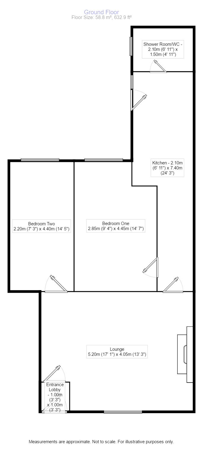 Floorplan of 2 bedroom  Flat to rent, Axwell Terrace, Swalwell, Newcastle upon Tyne, NE16