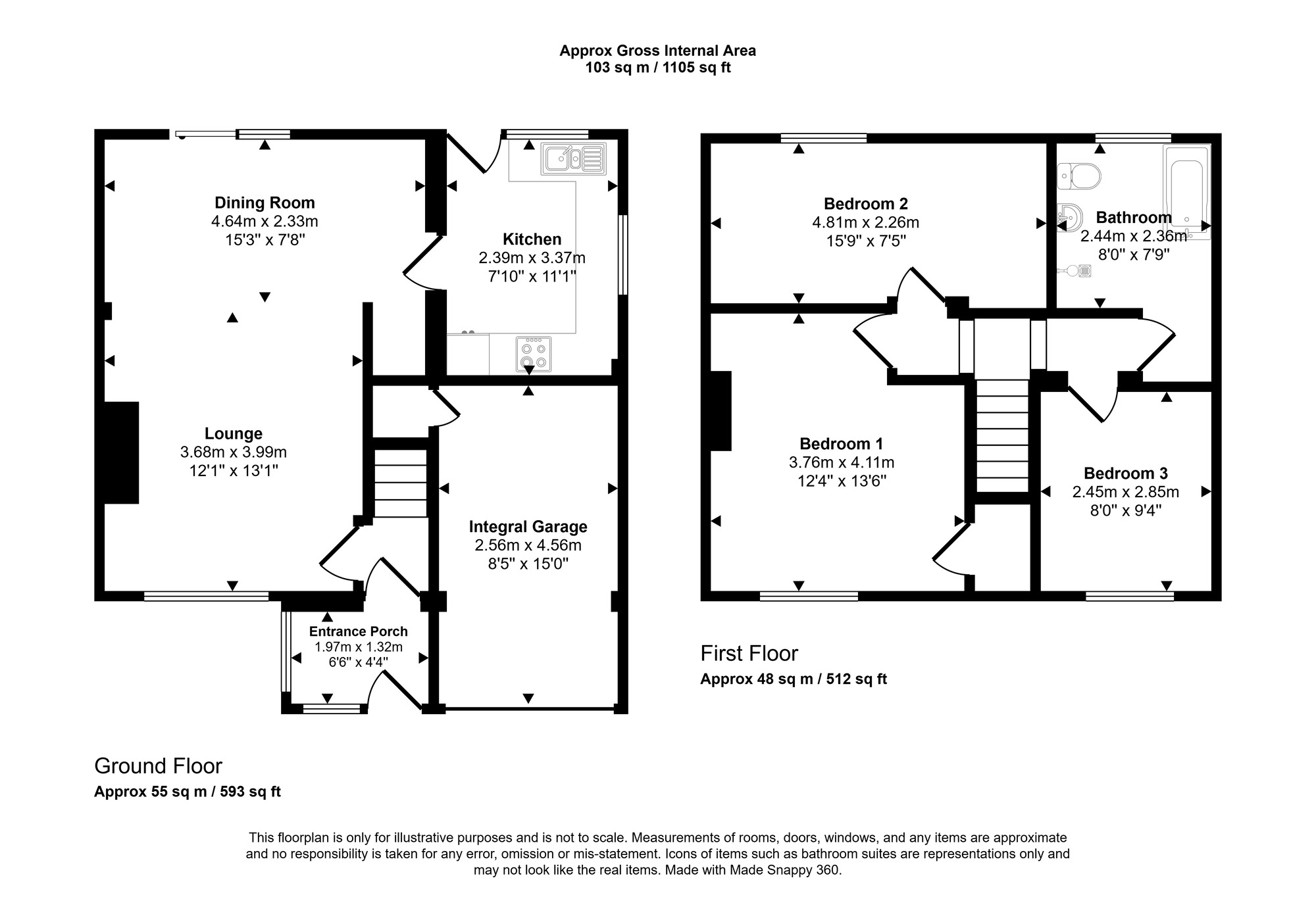 Floorplan of 3 bedroom Semi Detached House for sale, Knightside Gardens, Dunston, Gateshead, NE11