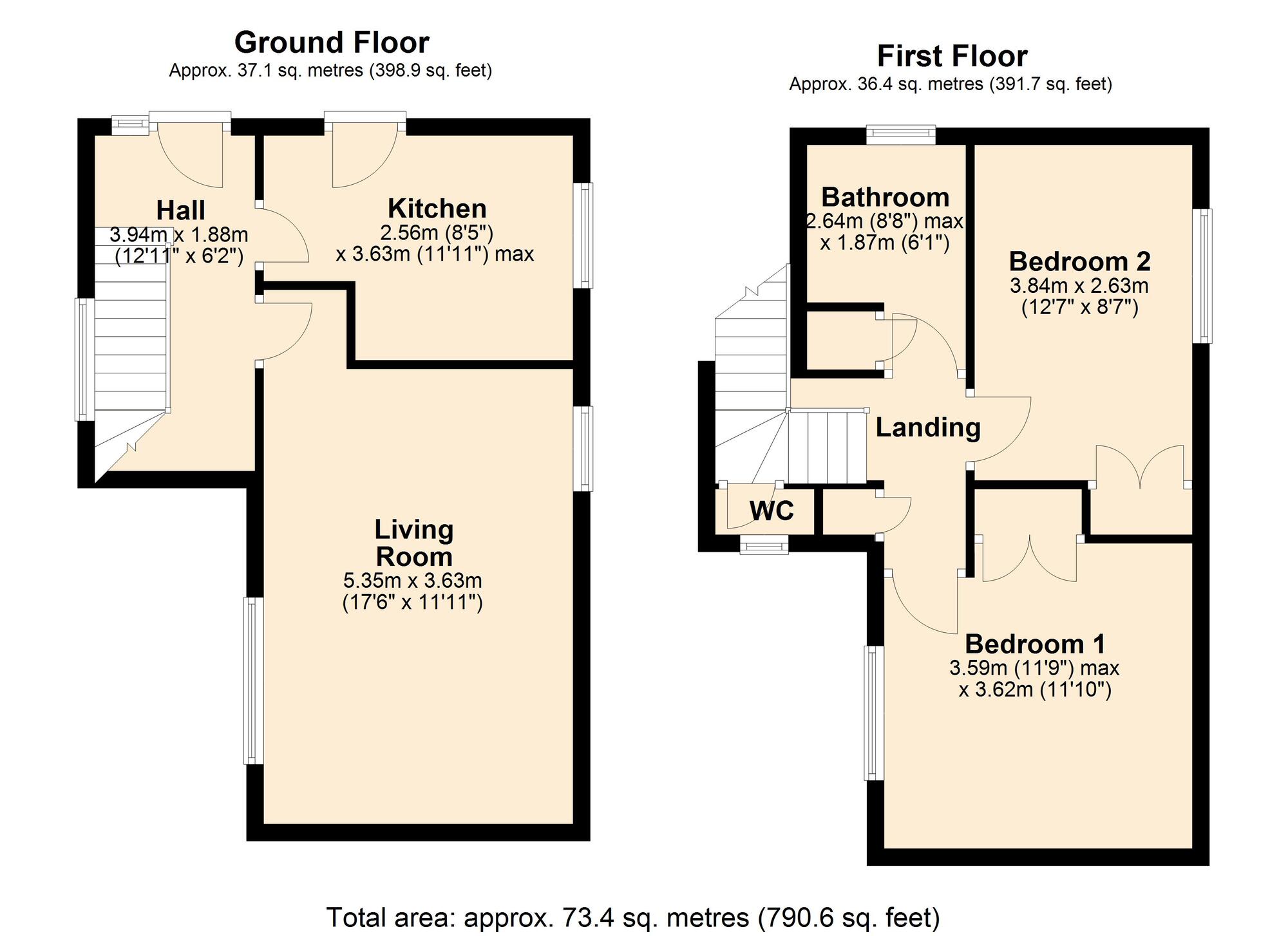 Floorplan of 2 bedroom Semi Detached House for sale, Malvern Gardens, Lobley Hill, Gateshead, NE11