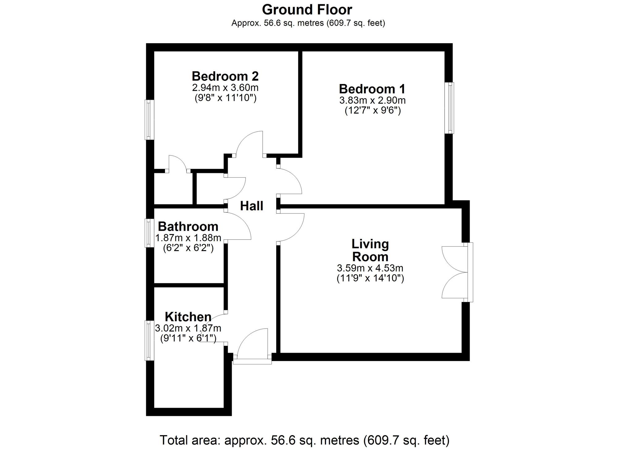 Floorplan of 2 bedroom  Flat for sale, Hadrian Drive, Blaydon-on-Tyne, Tyne and Wear, NE21