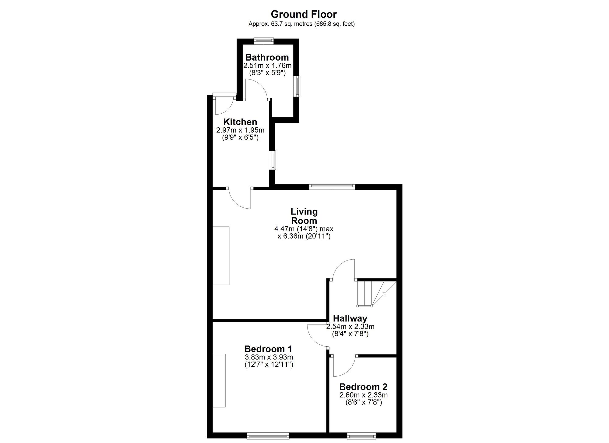 Floorplan of 2 bedroom  Flat for sale, Axwell Terrace, Swalwell, Tyne and Wear, NE16