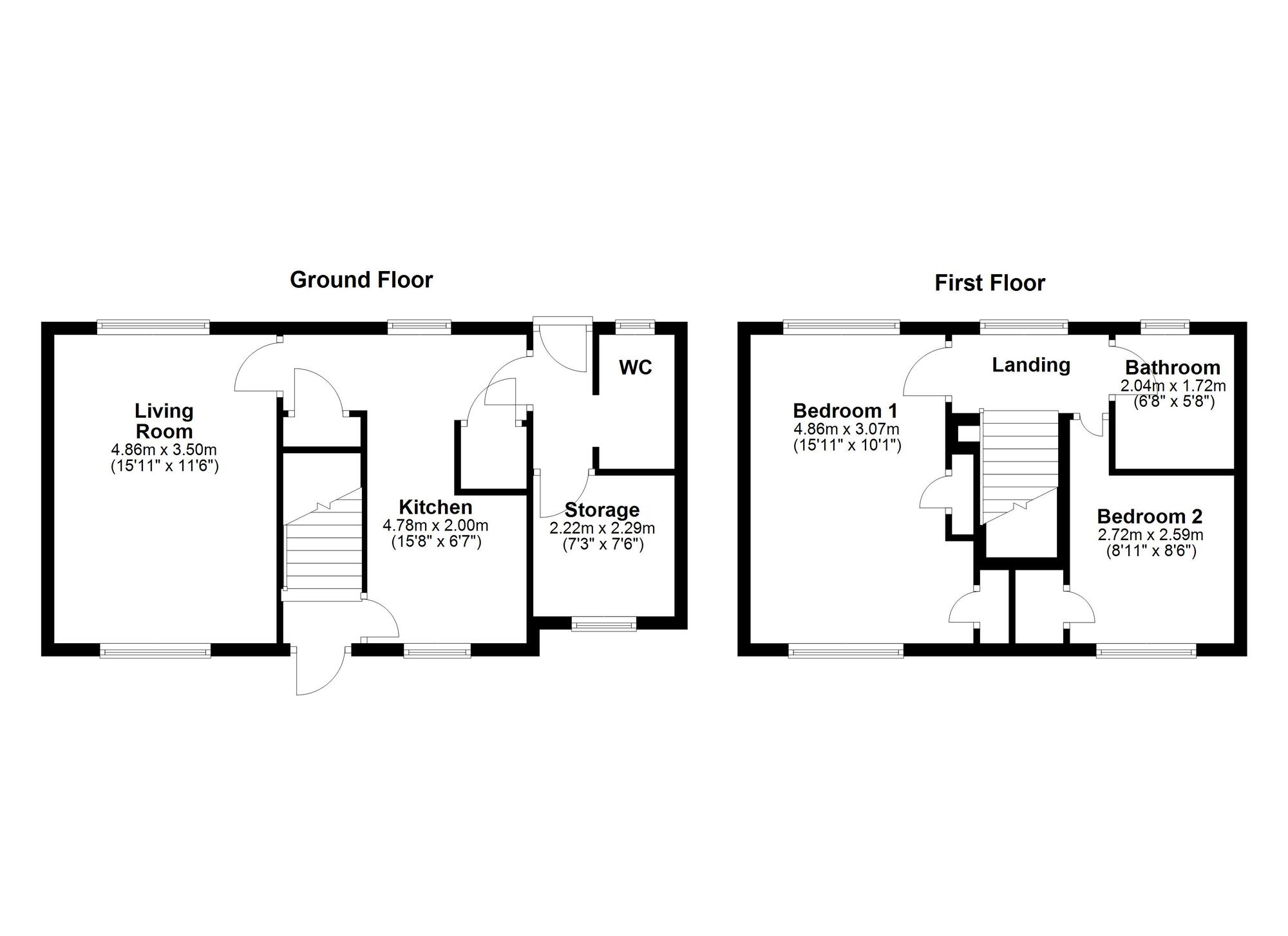 Floorplan of 2 bedroom End Terrace House for sale, Longridge, Blaydon-on-Tyne, Tyne and Wear, NE21