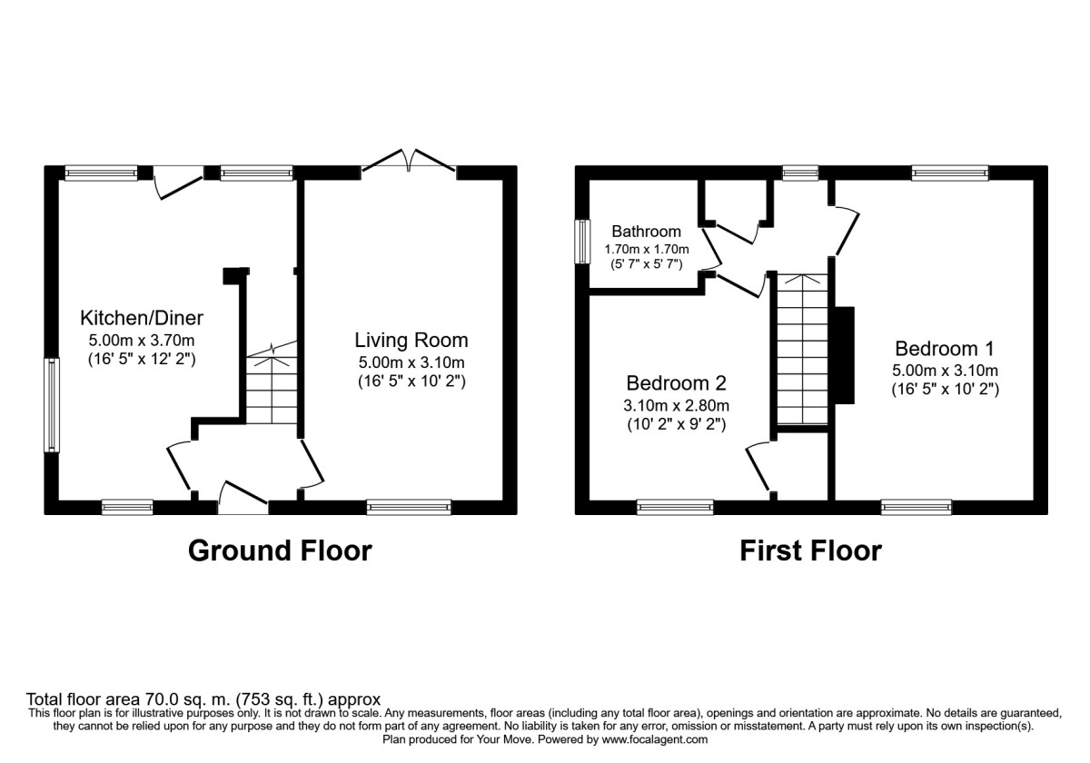 Floorplan of 2 bedroom Semi Detached House to rent, Kipling Avenue, Swalwell, Newcastle upon Tyne, NE16