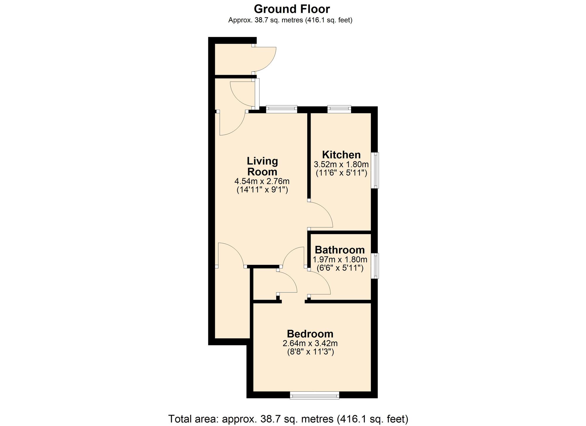 Floorplan of 1 bedroom  Flat for sale, The Foxhills, Fellside Park, Whickham, NE16