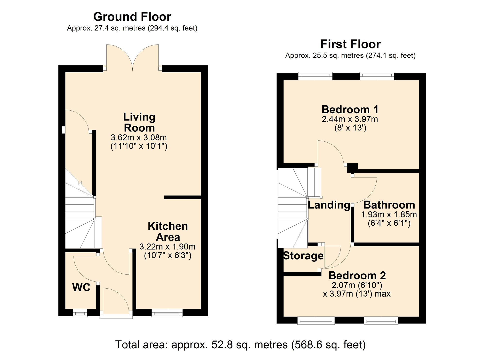 Floorplan of 2 bedroom Mid Terrace House for sale, Haggerstone Mews, Blaydon, NE21