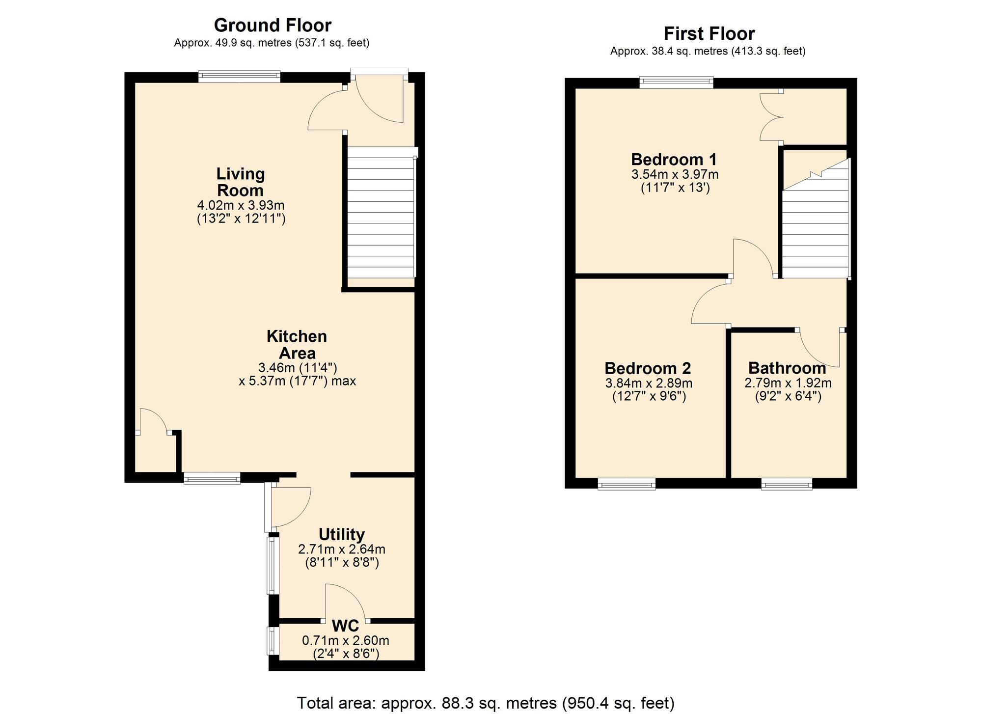 Floorplan of 2 bedroom Mid Terrace House for sale, Mabel Street, Blaydon, NE21