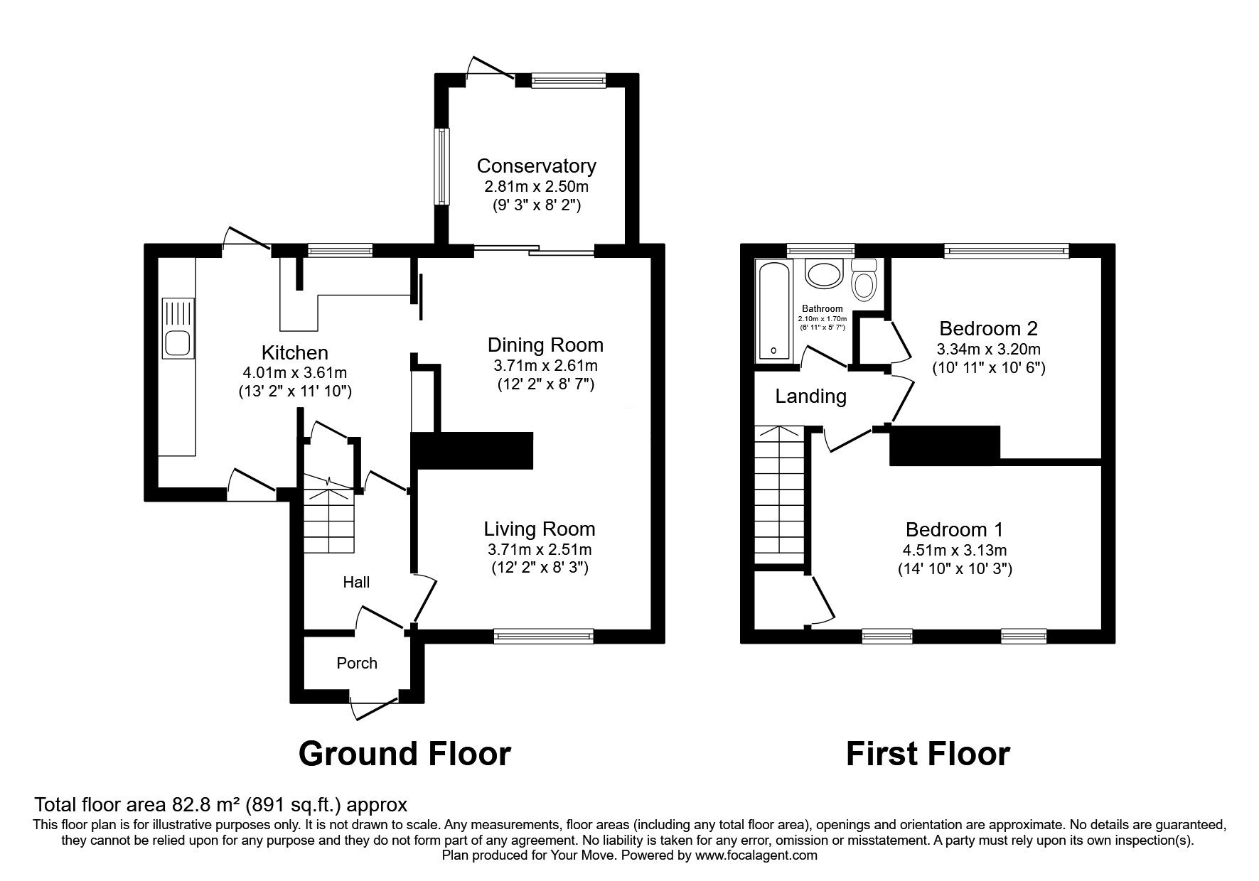 Floorplan of 2 bedroom Semi Detached House for sale, Davenport Road, Wednesfield, West Midlands, WV11