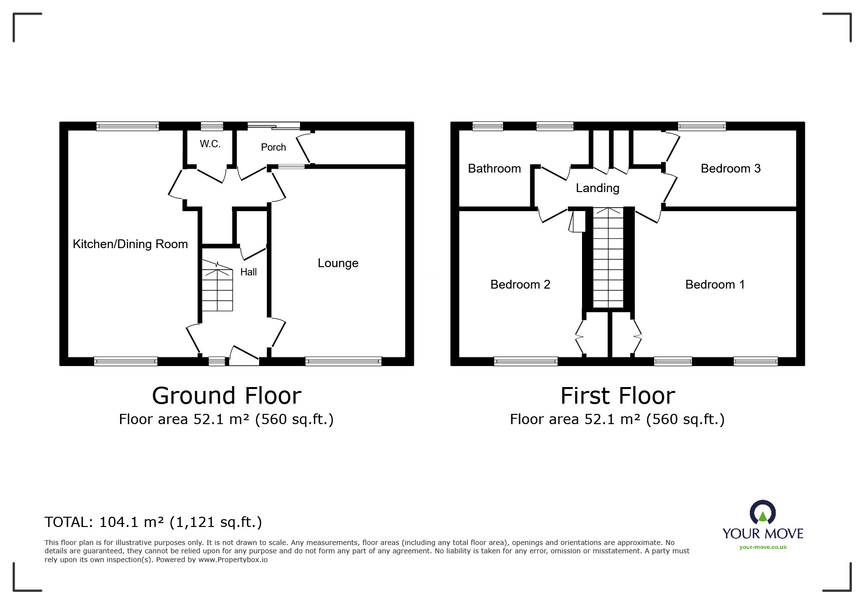 Floorplan of 3 bedroom End Terrace House to rent, Woodside, Wolverhampton, West Midlands, WV11