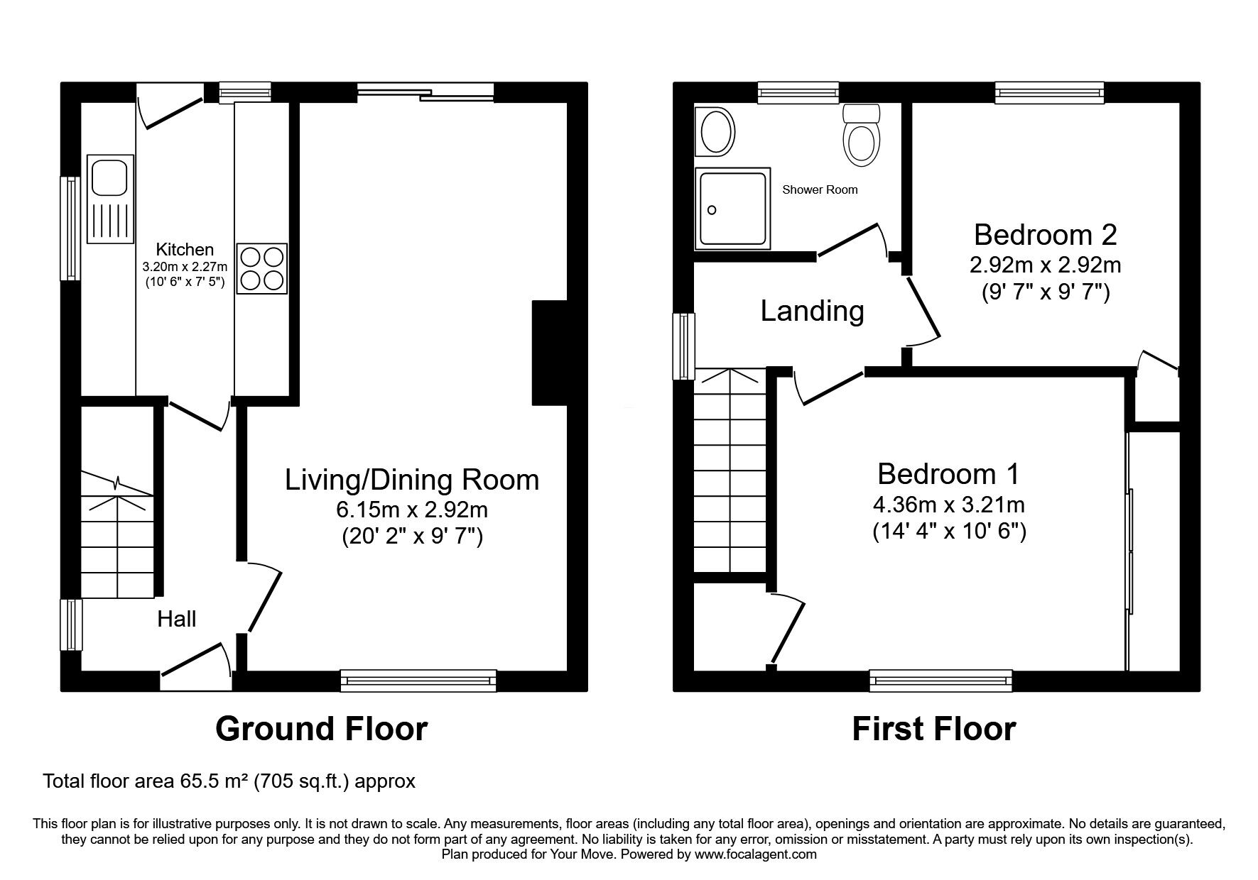 Floorplan of 2 bedroom Semi Detached House for sale, Kitchen Lane, Wednesfield, West Midlands, WV11