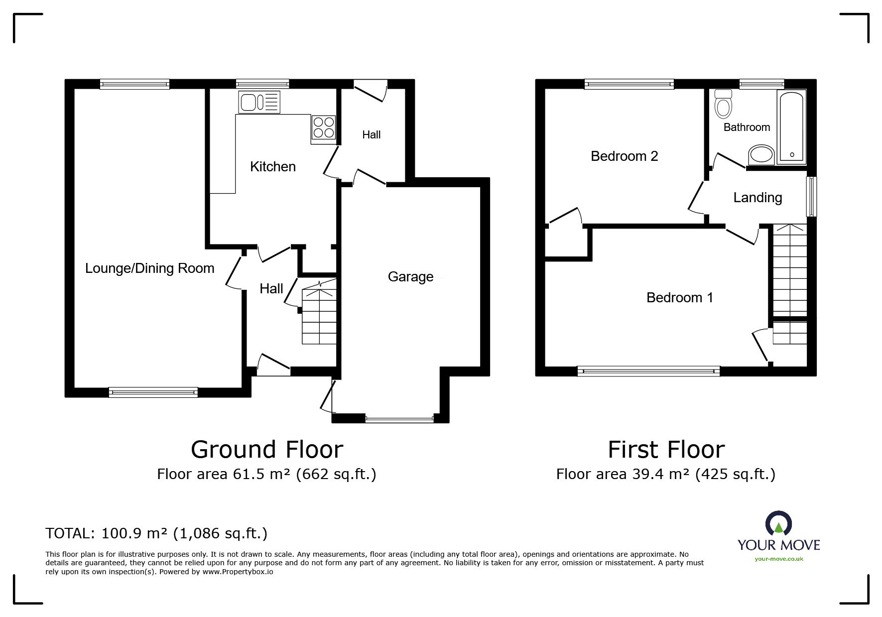 Floorplan of 2 bedroom Semi Detached House to rent, Griffiths Drive, Wolverhampton, West Midlands, WV11