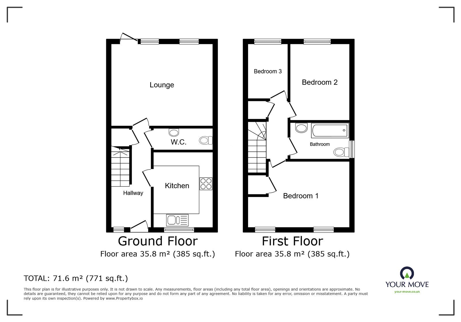 Floorplan of 3 bedroom Semi Detached House for sale, Jasmine Walk, Birmingham, West Midlands, B23