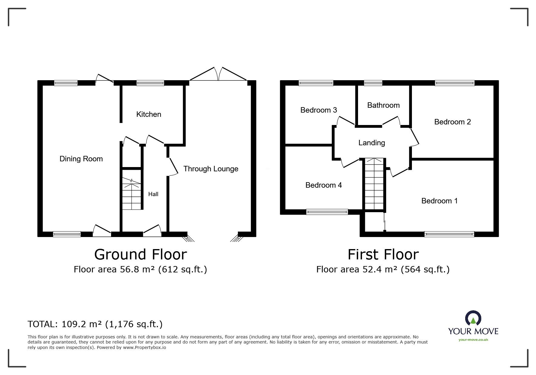 Floorplan of 4 bedroom Semi Detached House for sale, Grasmere Close, Wednesfield, West Midlands, WV11