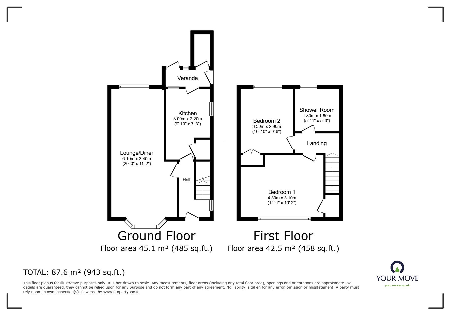 Floorplan of 2 bedroom Semi Detached House for sale, Kitchen Lane, Wednesfield, West Midlands, WV11