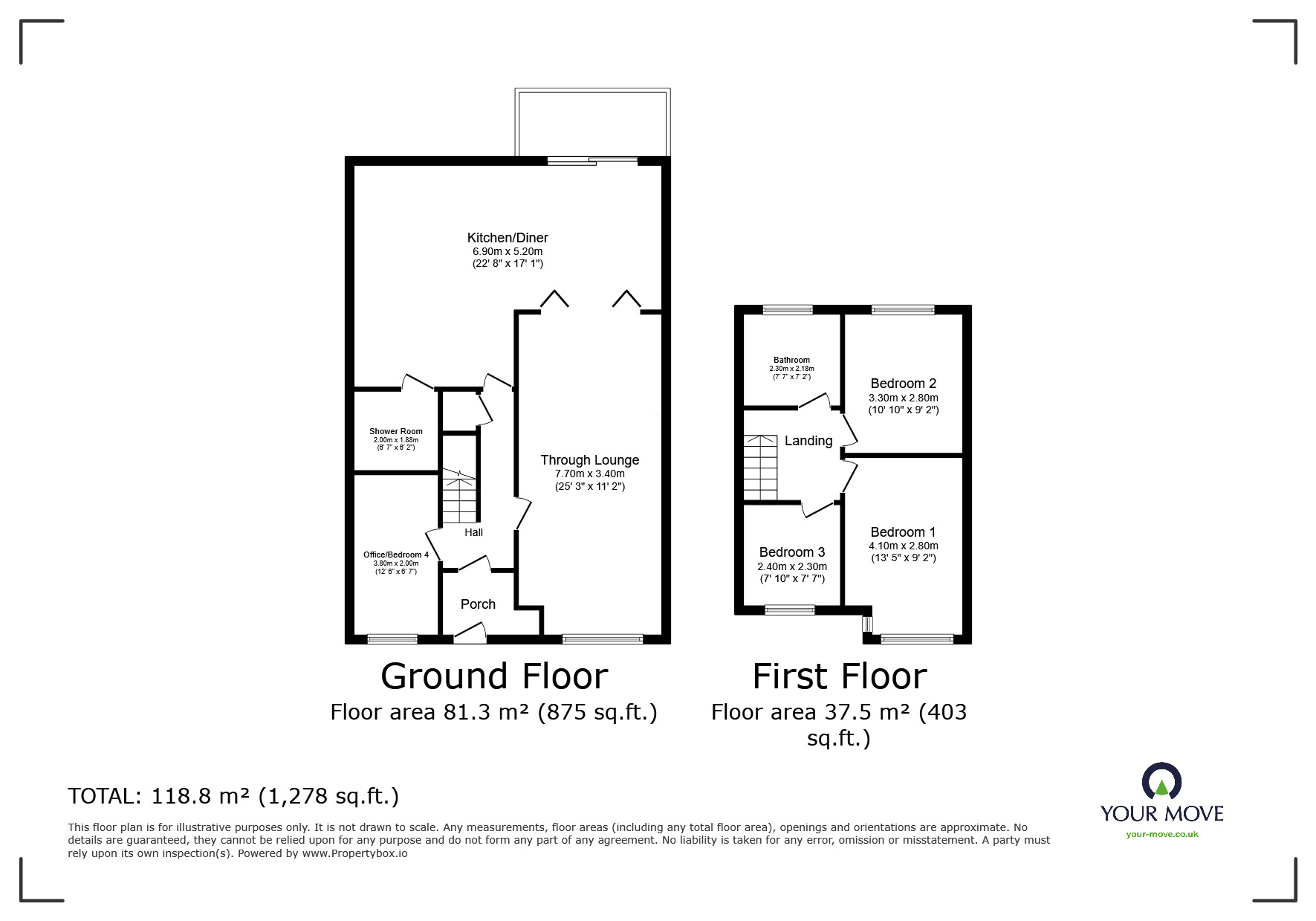 Floorplan of 3 bedroom Semi Detached House for sale, Lea View, Willenhall, West Midlands, WV12