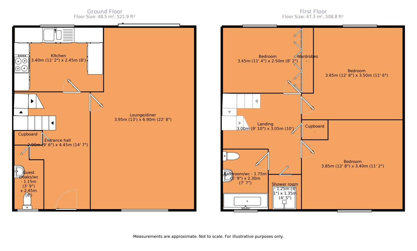 Floorplan of 3 bedroom Mid Terrace House to rent, Halifax Drive, Leegomery, Shropshire, TF1