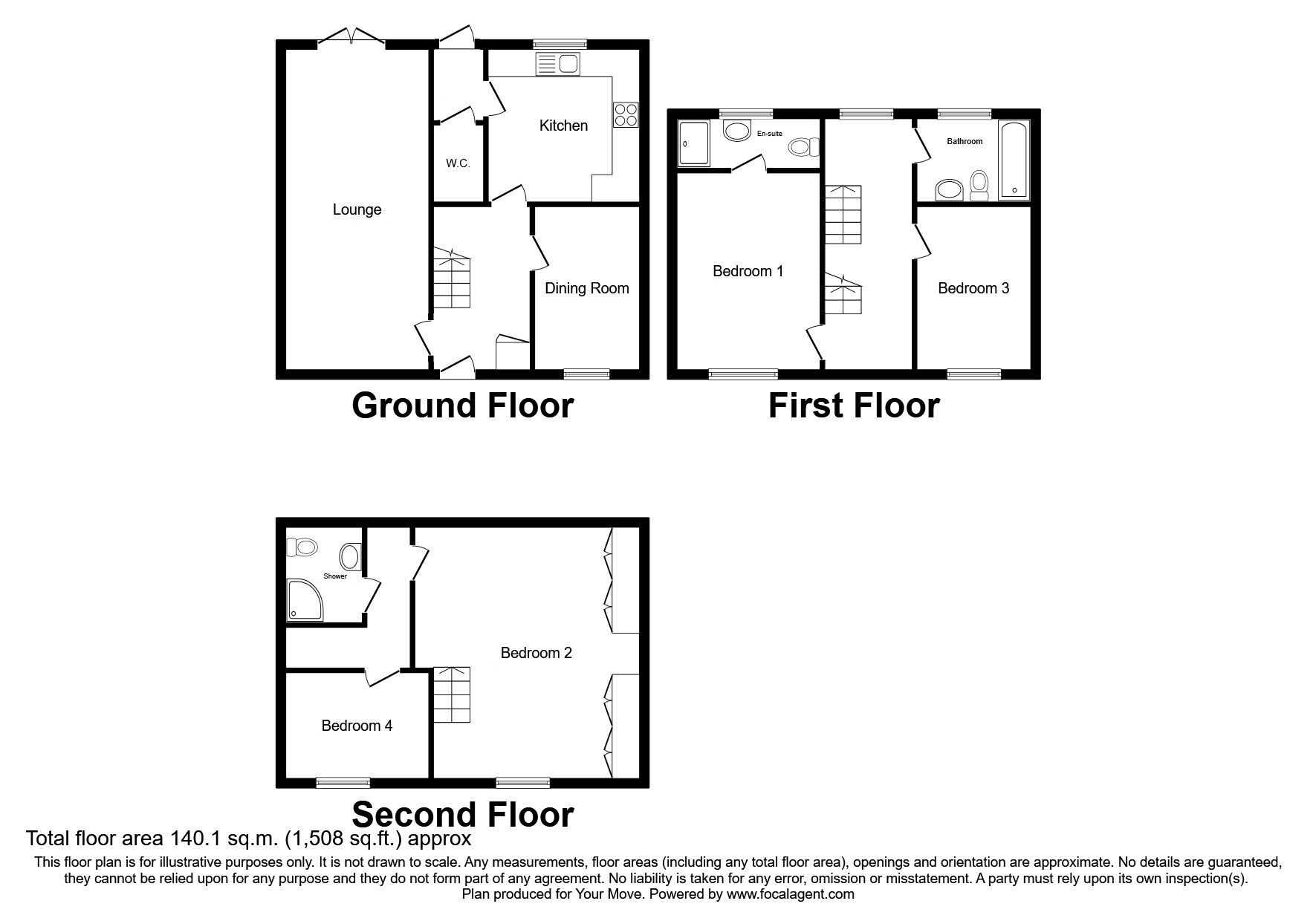 Floorplan of 4 bedroom Detached House for sale, Yewtree Moor, Lawley Village, Shropshire, TF4