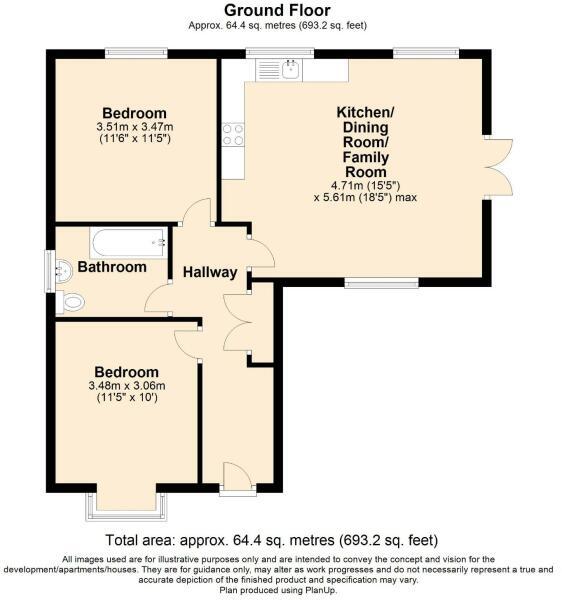 Floorplan of 2 bedroom Detached Bungalow for sale, Hadley Park Road, Leegomery, Shropshire, TF1