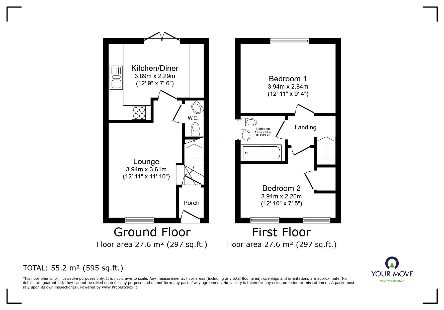 Floorplan of 2 bedroom Semi Detached House for sale, Griffins Wood Close, Lightmoor Village, Shropshire, TF4