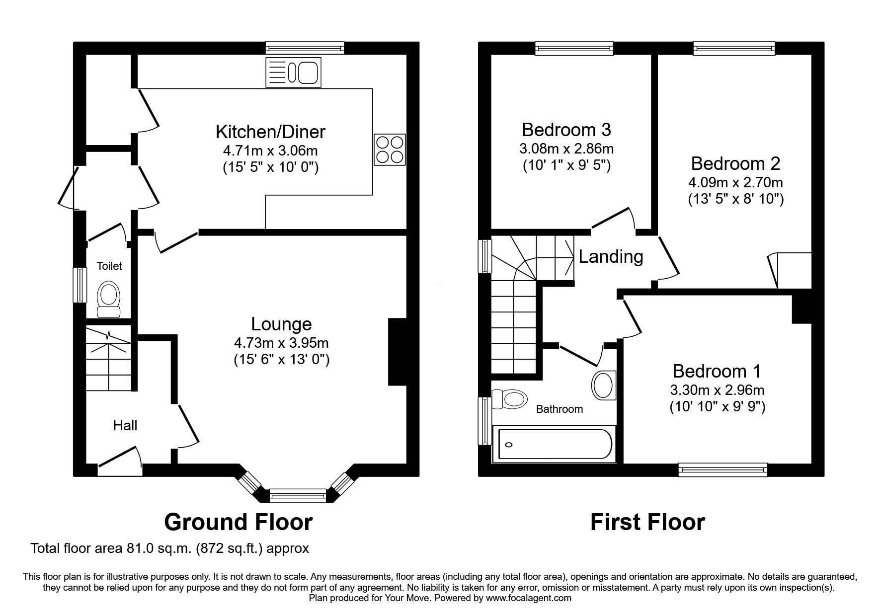 Floorplan of 3 bedroom Semi Detached House for sale, Parkdale, Telford, Shropshire, TF1