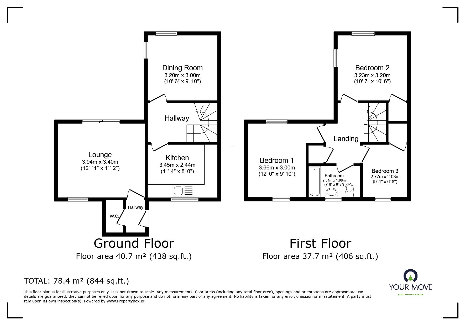 Floorplan of 3 bedroom Mid Terrace House for sale, Warrensway, Telford, Shropshire, TF7