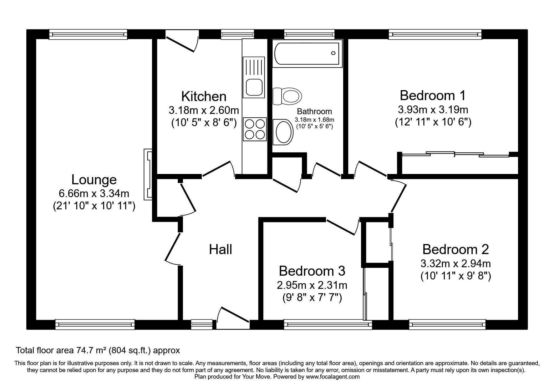 Floorplan of 3 bedroom Detached Bungalow for sale, Talbot Fields, High Ercall, Shropshire, TF6