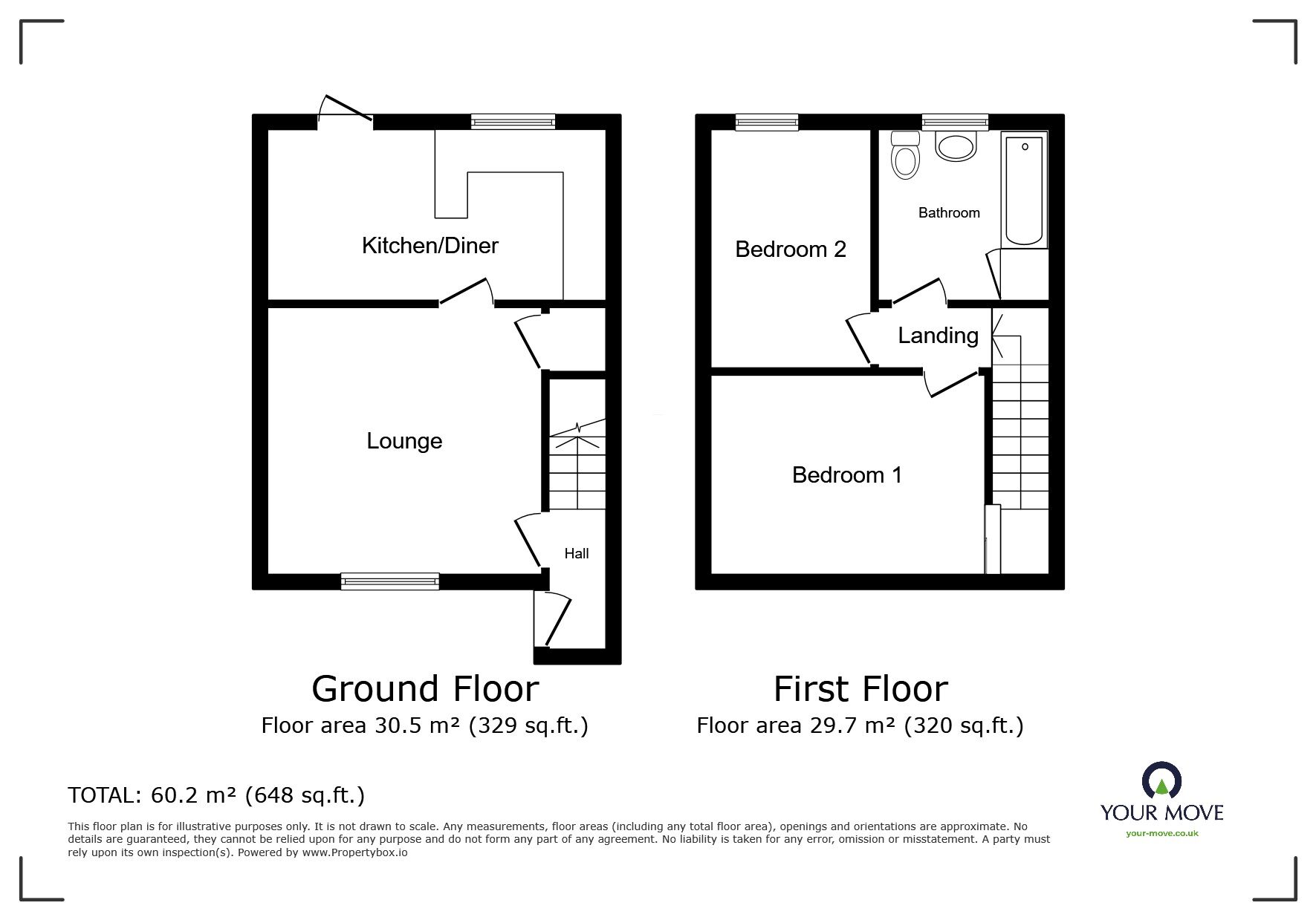 Floorplan of 2 bedroom Semi Detached House for sale, The Pippins, Telford, Shropshire, TF3