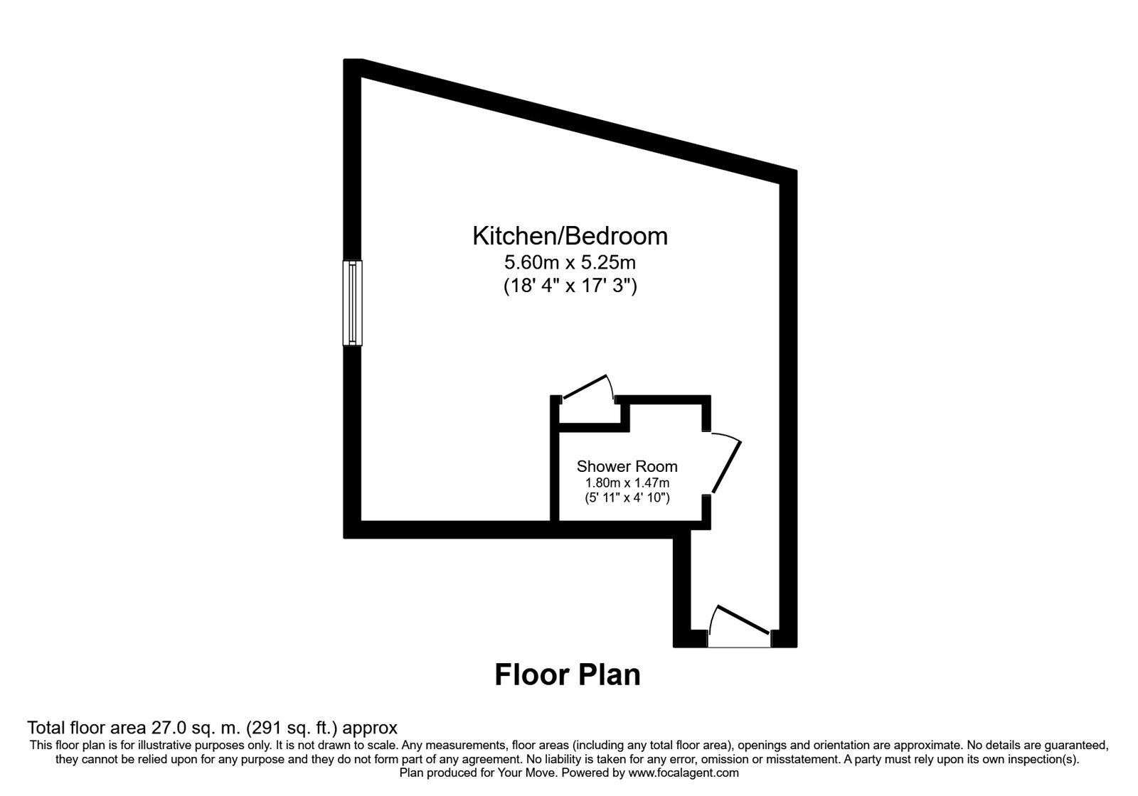 Floorplan of 1 bedroom  Flat to rent, Park Street, Wellington, Shropshire, TF1