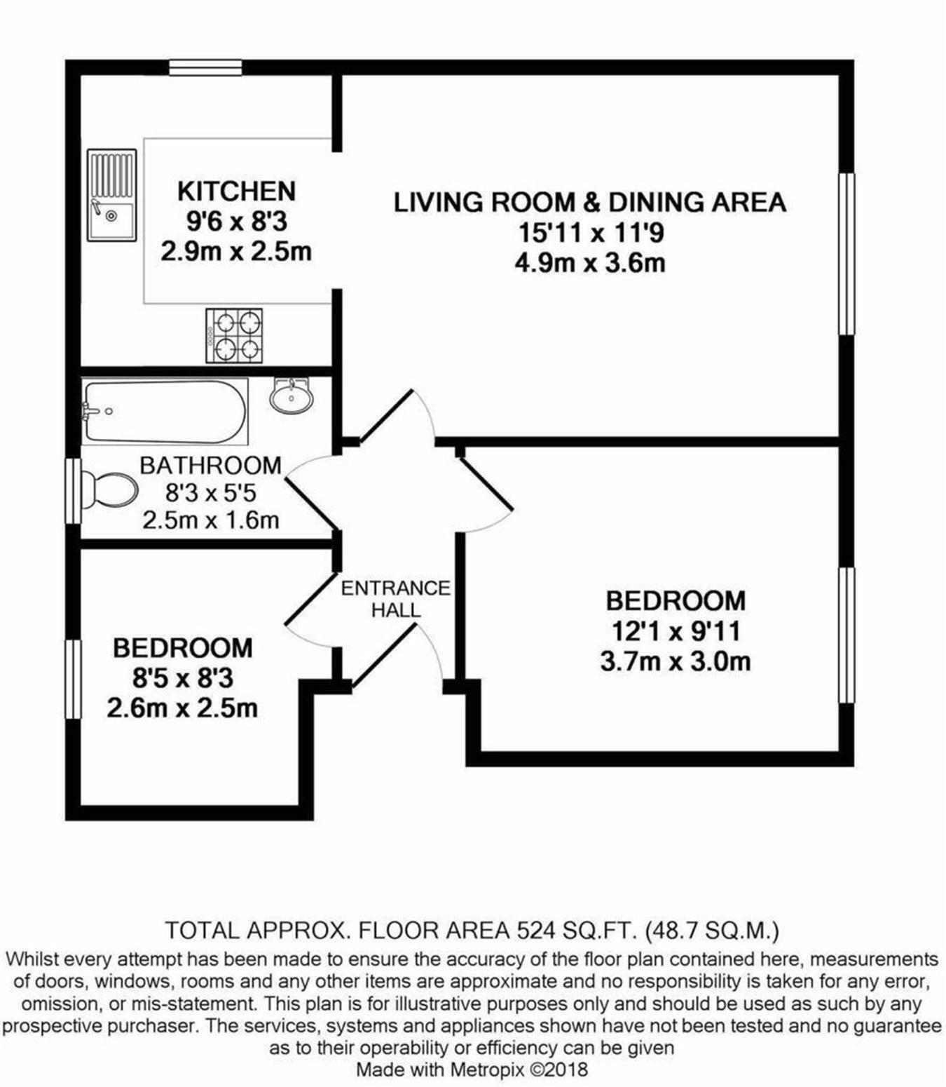 Floorplan of 2 bedroom  Flat for sale, Orleton Lane, Wellington, Shropshire, TF1