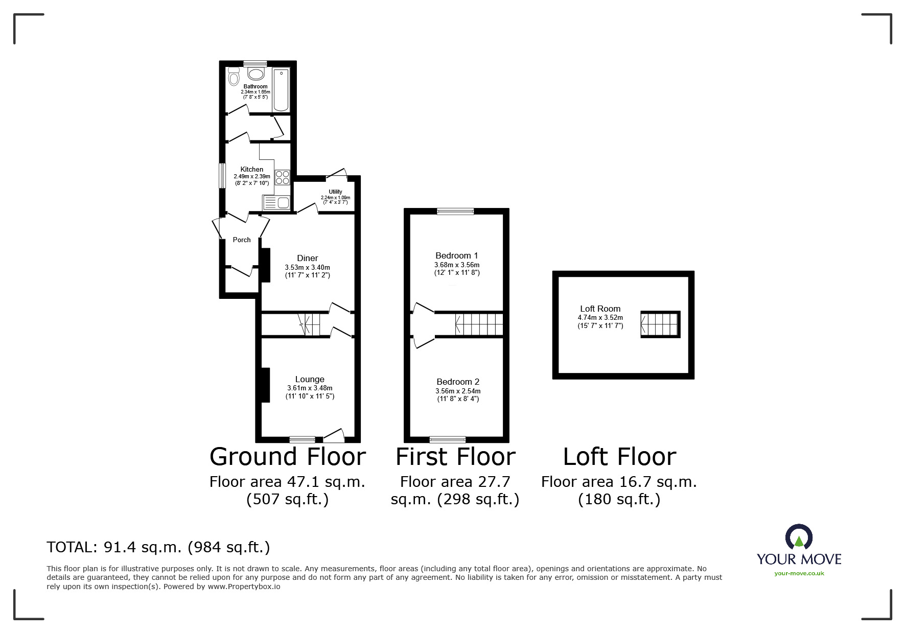 Floorplan of 2 bedroom End Terrace House for sale, Princes Street, Wellington, Shropshire, TF1