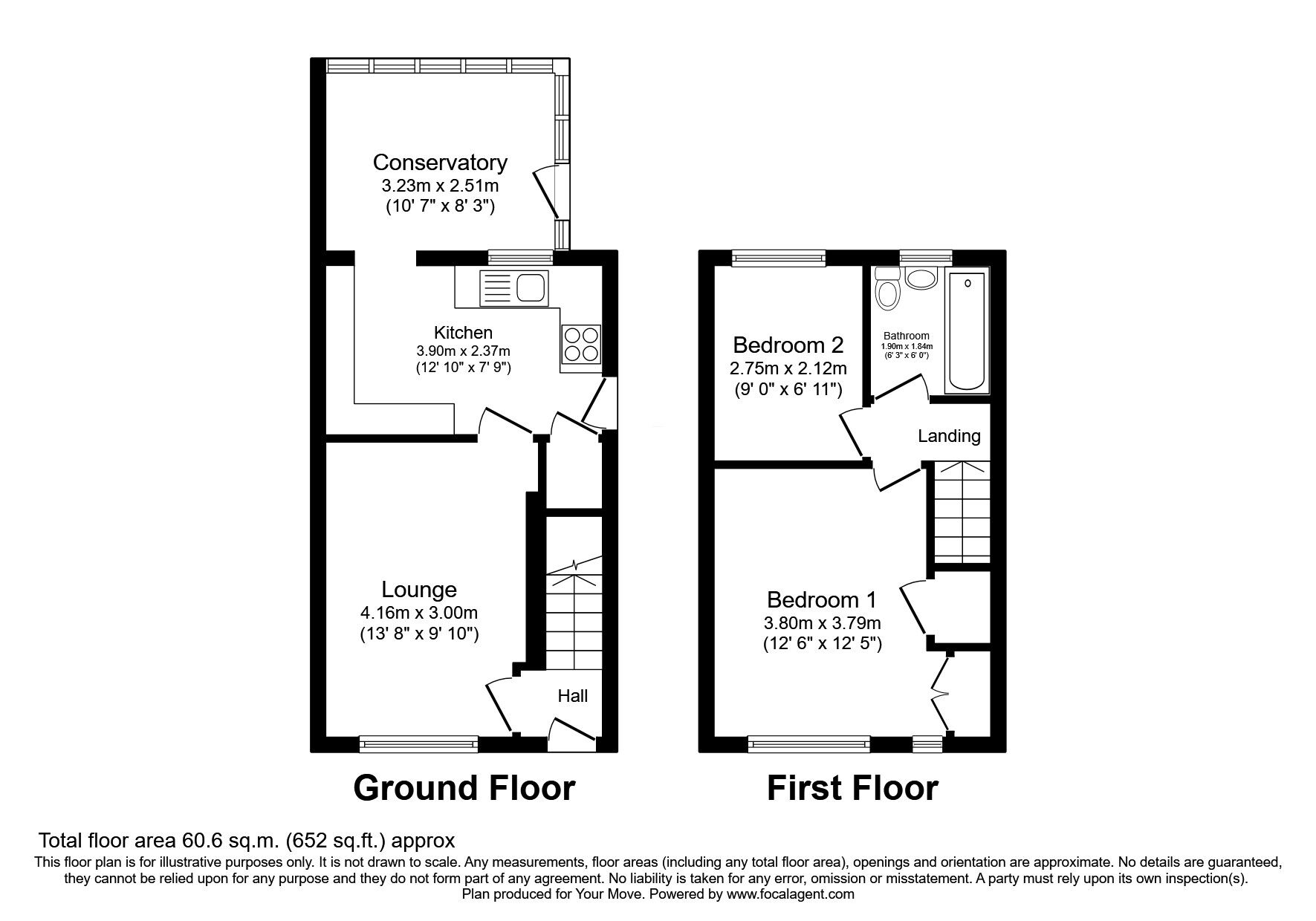 Floorplan of 2 bedroom Semi Detached House for sale, Fellows Close, Little Dawley, Shropshire, TF4