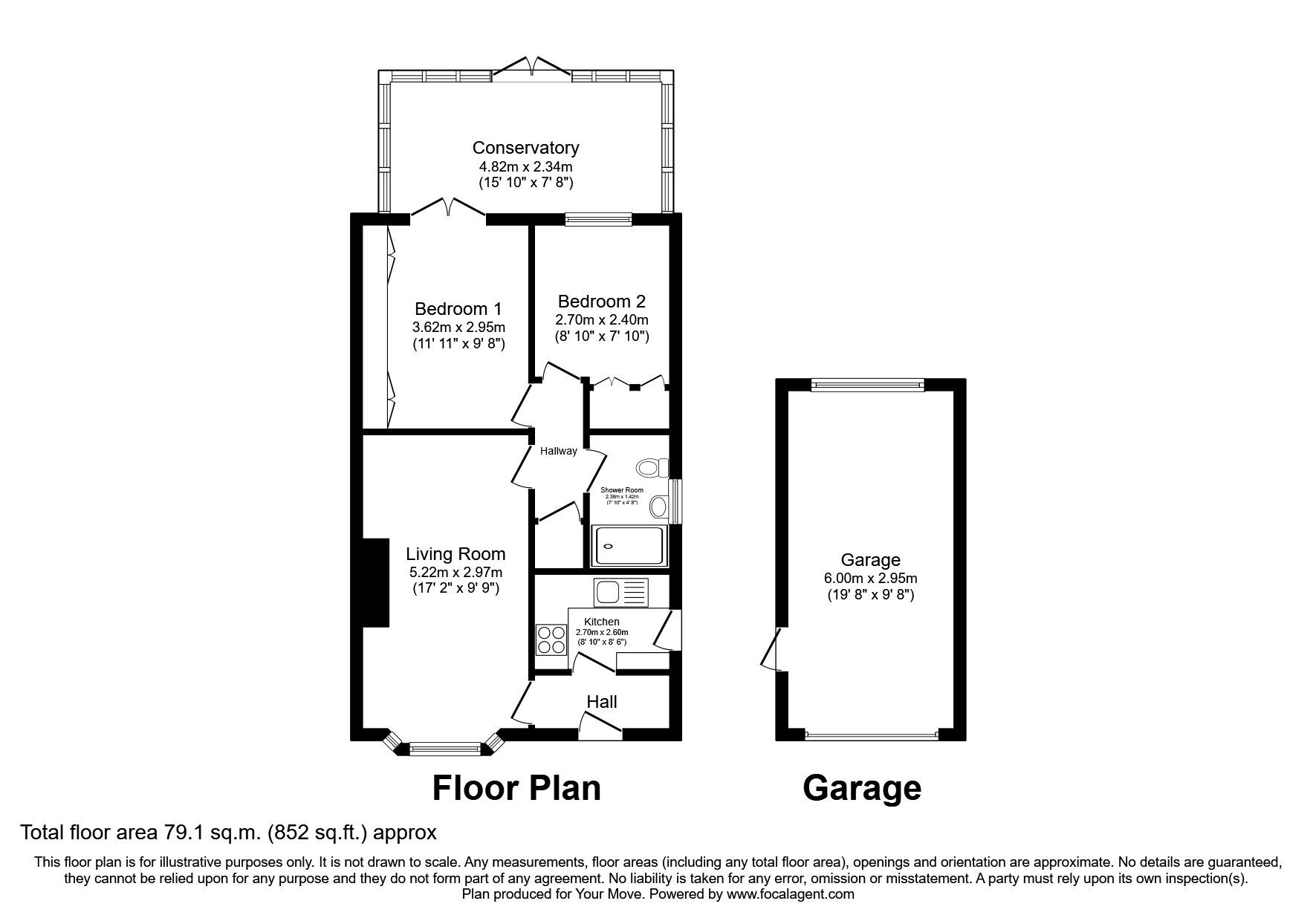 Floorplan of 2 bedroom Semi Detached Bungalow for sale, Mercia Drive, Leegomery, Shropshire, TF1