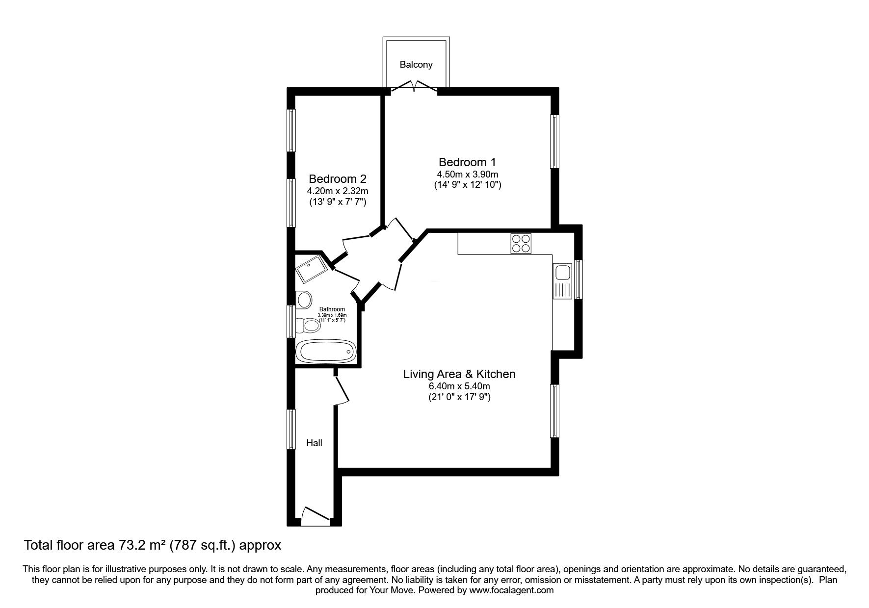 Floorplan of 2 bedroom  Flat for sale, Wallett Drive, Muxton, Shropshire, TF2