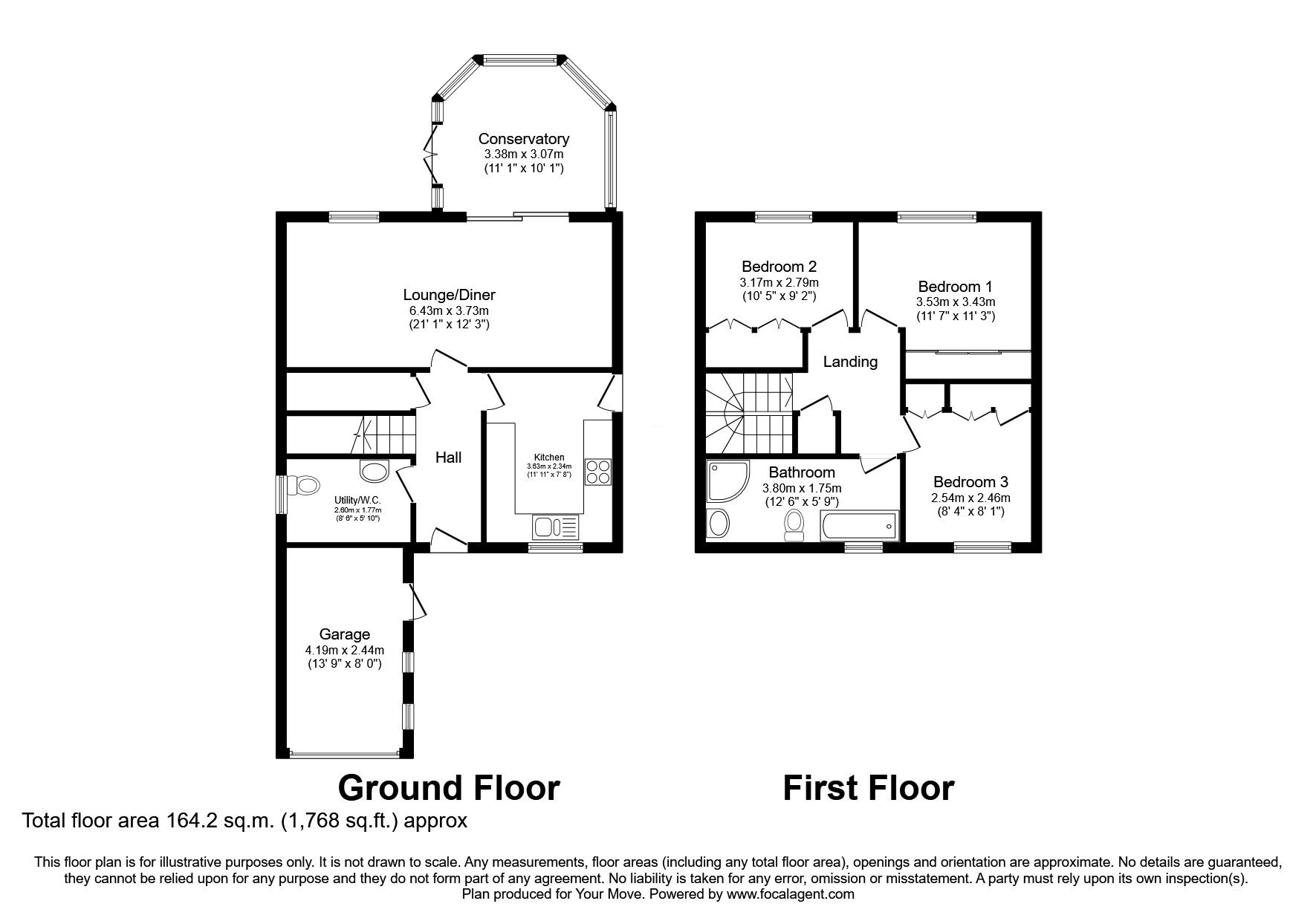 Floorplan of 3 bedroom Detached House for sale, Hampton Hill, Wellington, Shropshire, TF1