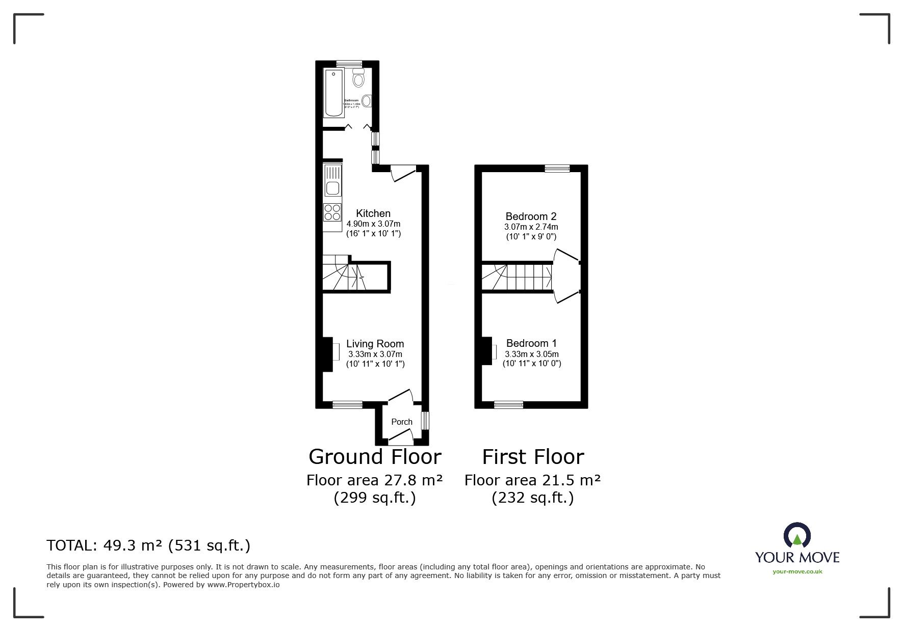 Floorplan of 2 bedroom End Terrace House to rent, Grosvenor Road, Twickenham, TW1