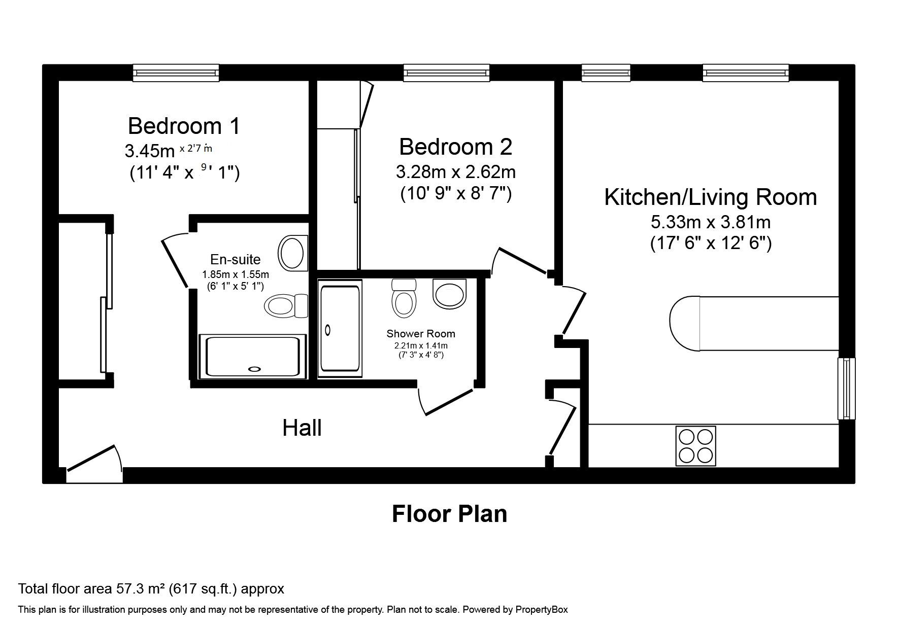 Floorplan of 2 bedroom  Flat to rent, Ashford Road, Feltham, Middlesex, TW13