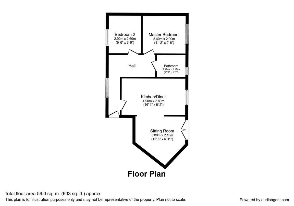 Floorplan of 2 bedroom  Flat to rent, Infirmary Road, Workington, Cumbria, CA14