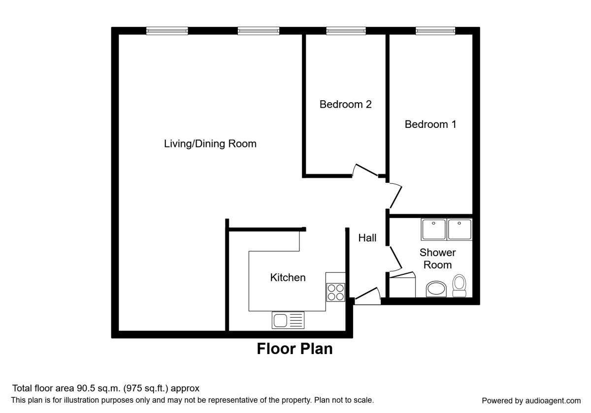 Floorplan of 2 bedroom  Flat to rent, Strand Street, Whitehaven, Cumbria, CA28