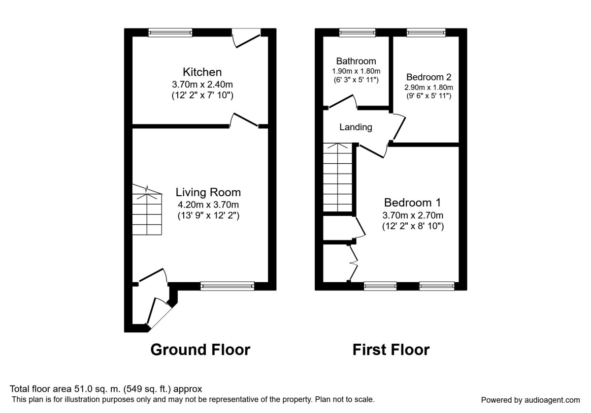 Floorplan of 2 bedroom Semi Detached House to rent, Holly Bank, Whitehaven, Cumbria, CA28