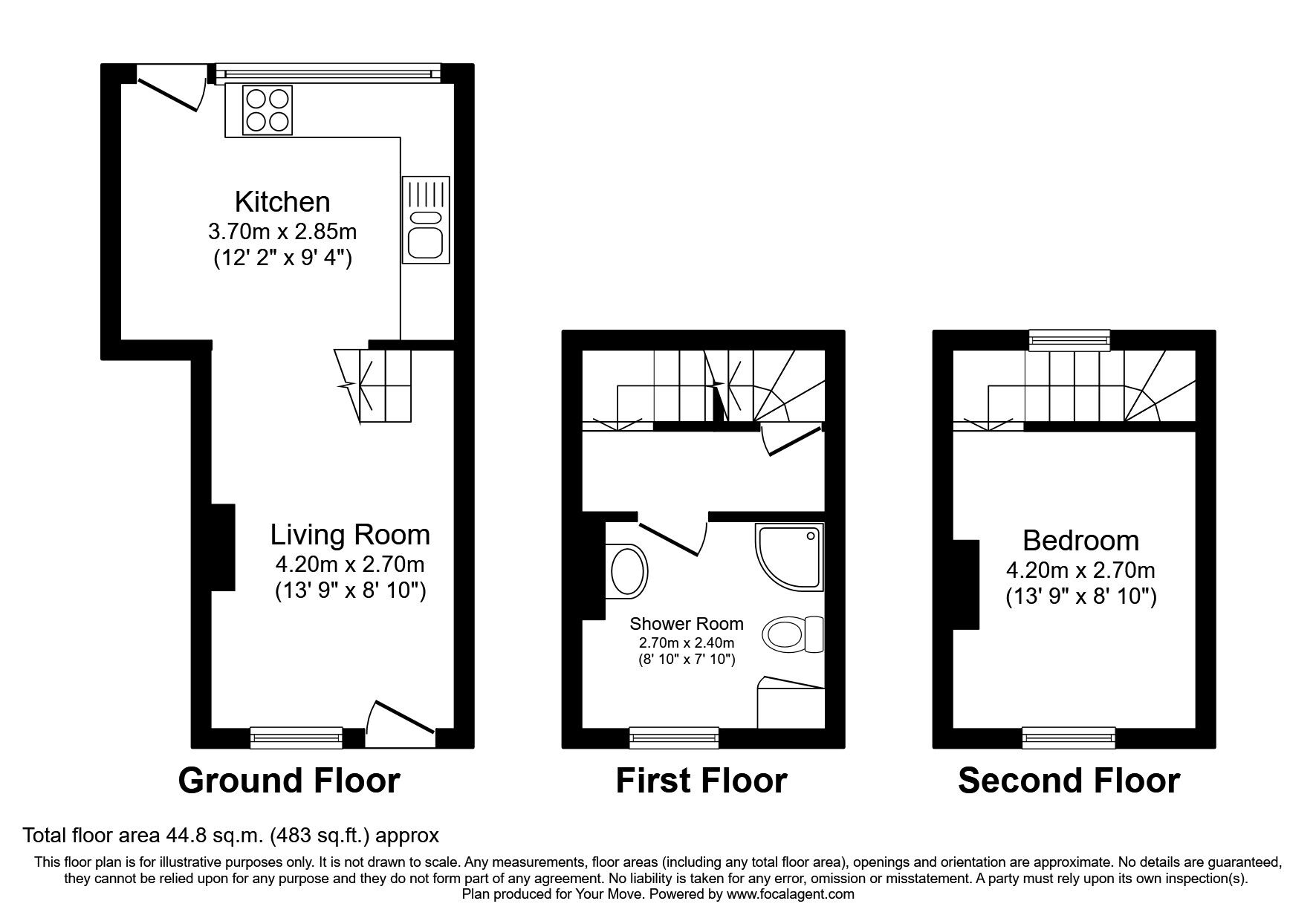 Floorplan of 1 bedroom Mid Terrace House to rent, Vale View, Egremont, Cumbria, CA22