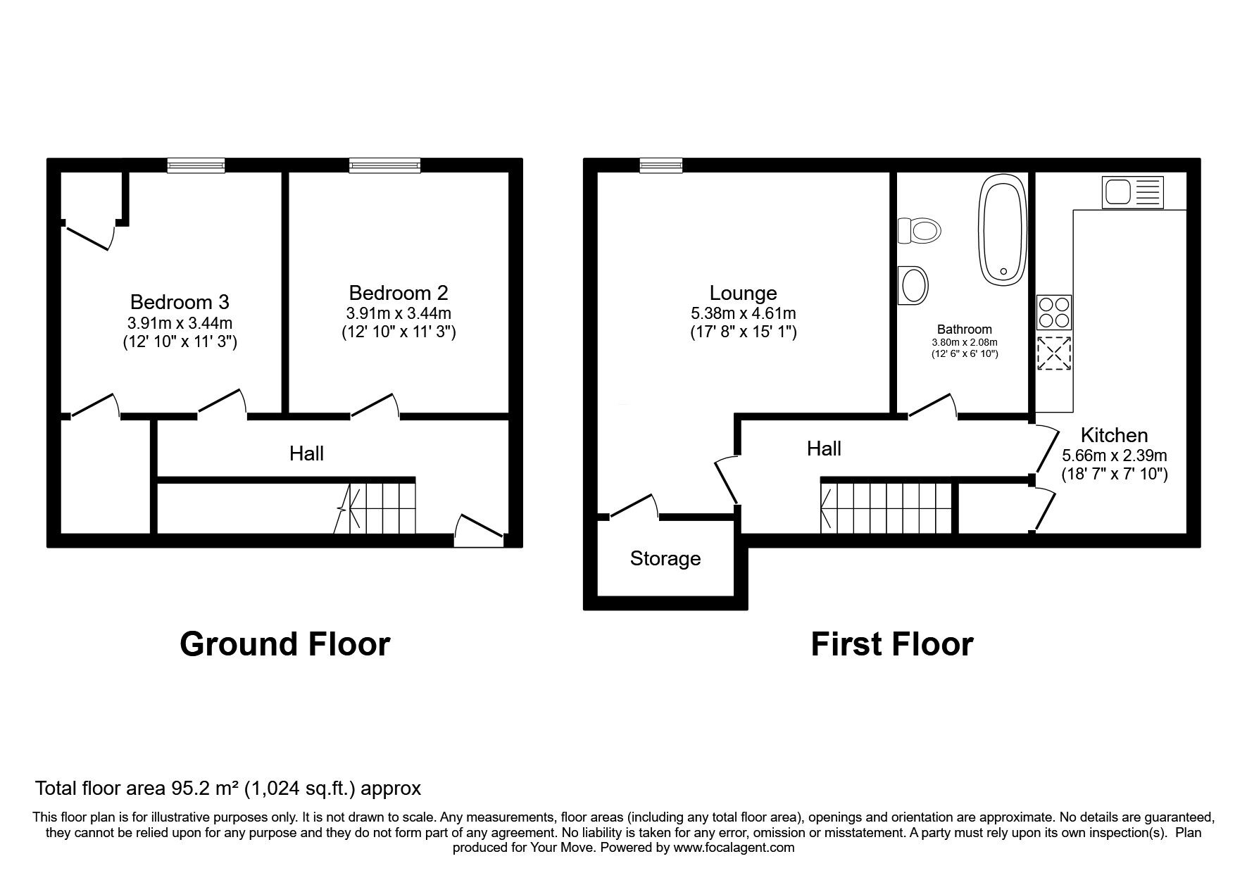 Floorplan of 2 bedroom Semi Detached House for sale, Countess Road, Whitehaven, Cumbria, CA28