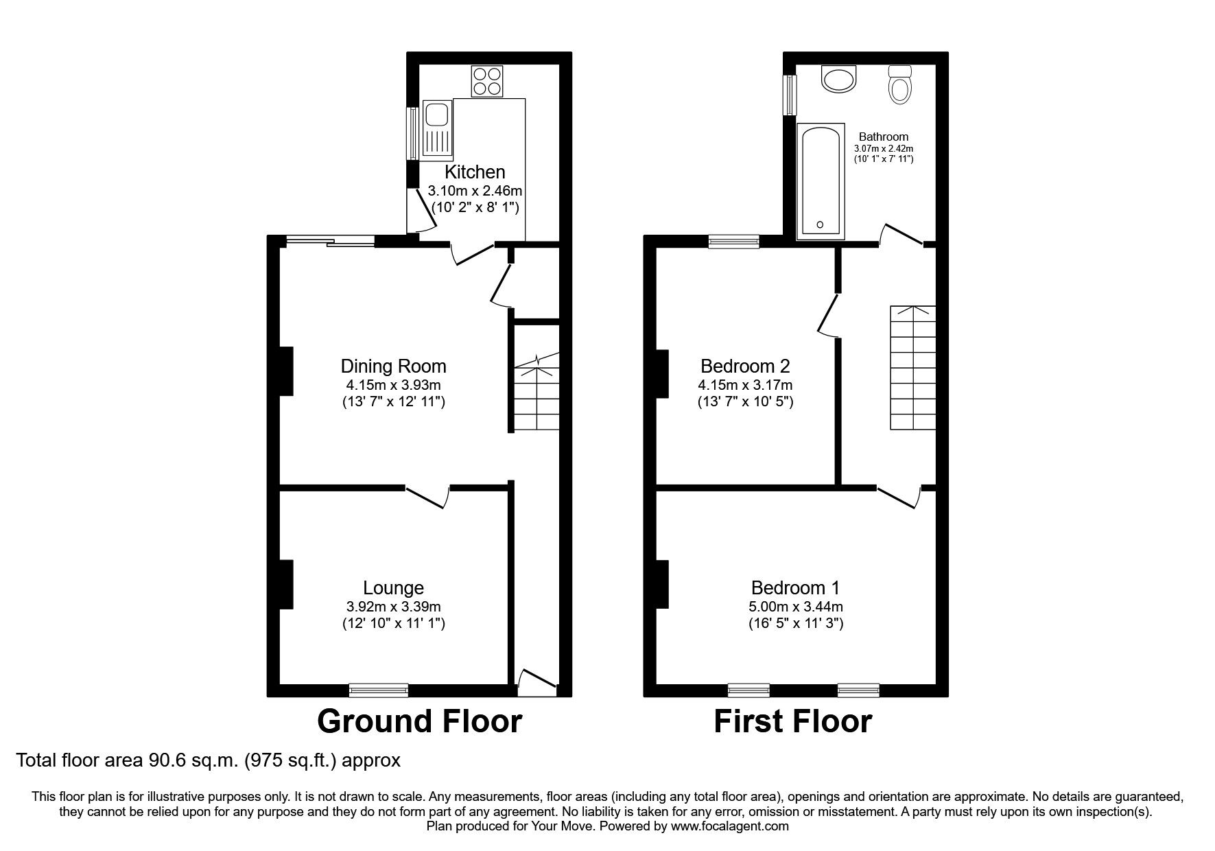 Floorplan of 2 bedroom Mid Terrace House to rent, Main Street, Frizington, Cumbria, CA26