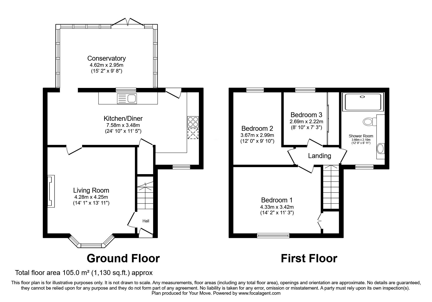 Floorplan of 3 bedroom Semi Detached House for sale, Brunlea Drive, Whitehaven, CA28