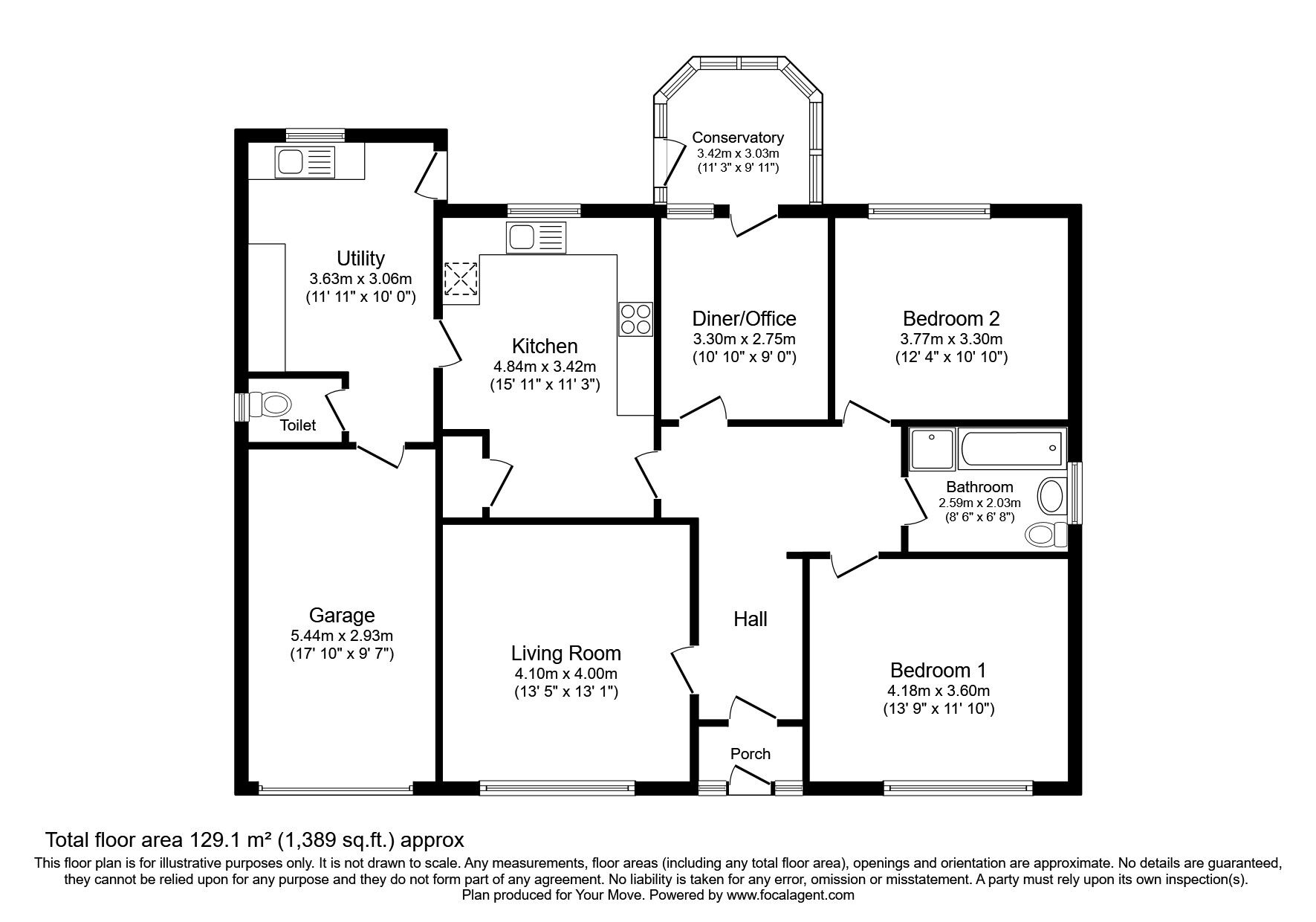 Floorplan of 3 bedroom Detached Bungalow for sale, Thorntrees Drive, Thornhill, Cumbria, CA22