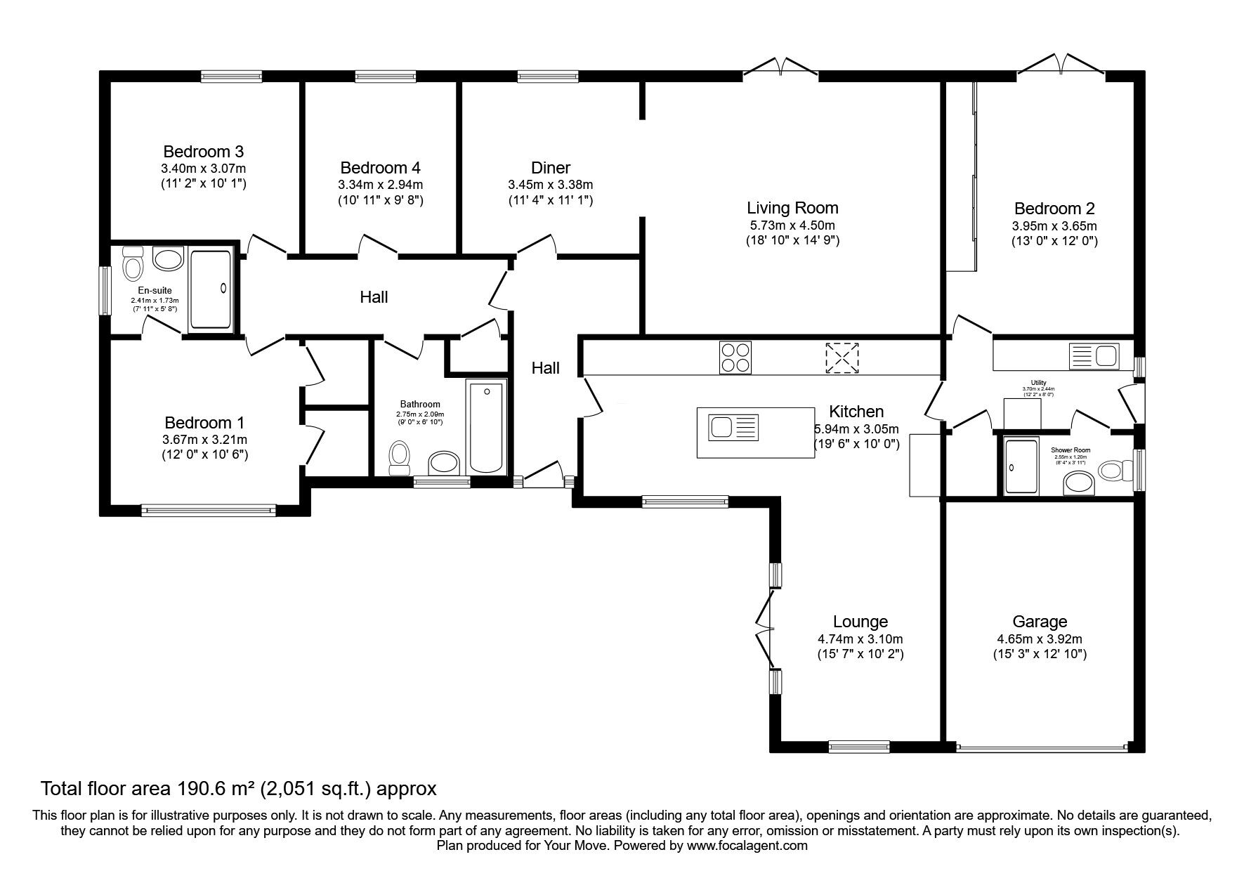 Floorplan of 4 bedroom Detached Bungalow for sale, Crossfield Road, Cleator Moor, Cumbria, CA25