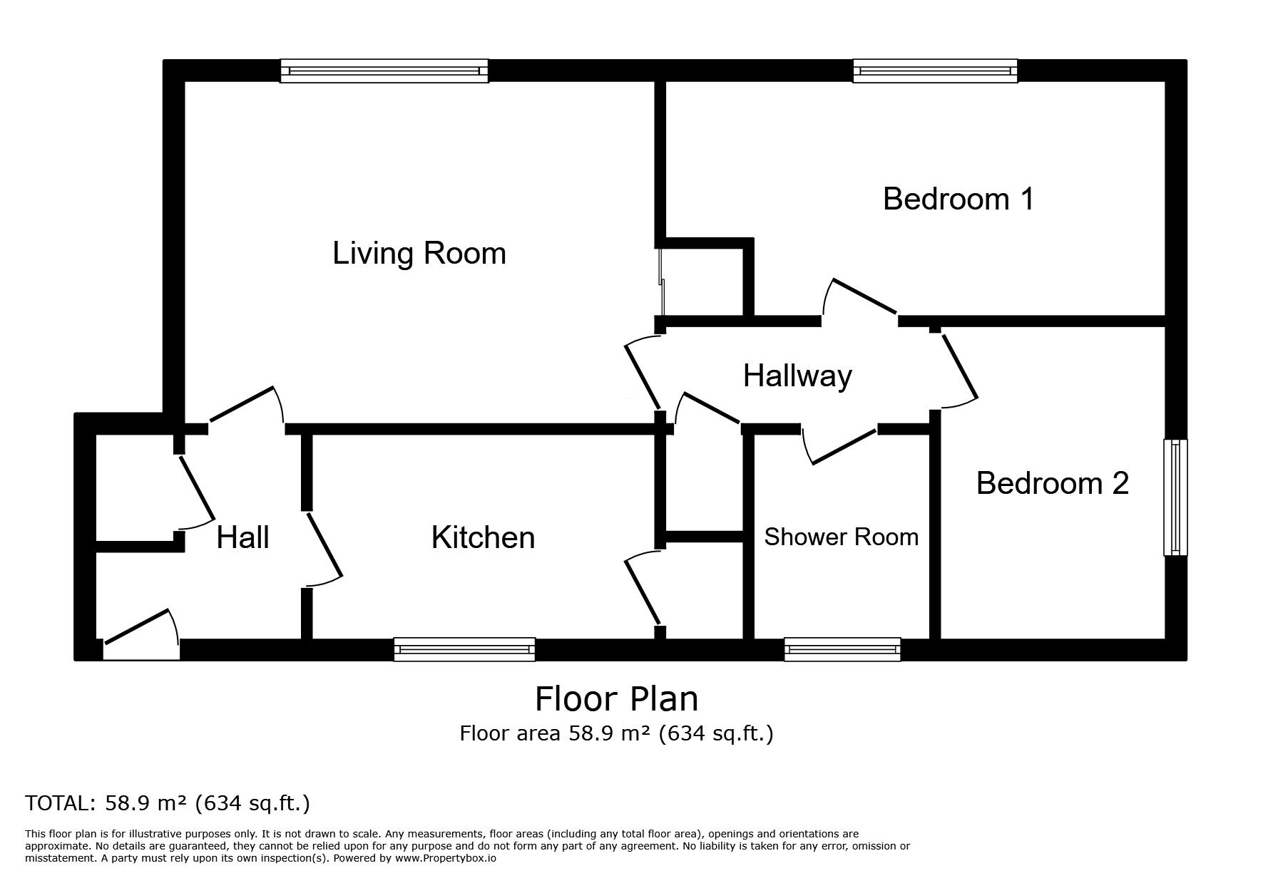 Floorplan of 2 bedroom  Flat for sale, Wellington Row, Whitehaven, Cumbria, CA28