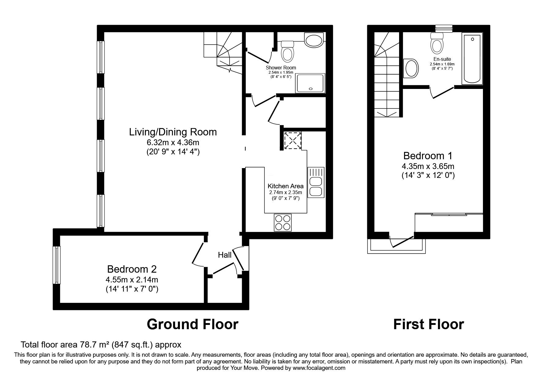 Floorplan of 2 bedroom  Flat for sale, Springfield Road, Bigrigg, Cumbria, CA22