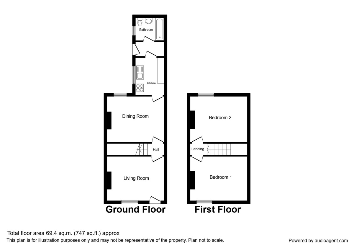 Floorplan of 2 bedroom Mid Terrace House for sale, Clay Street, Workington, Cumbria, CA14