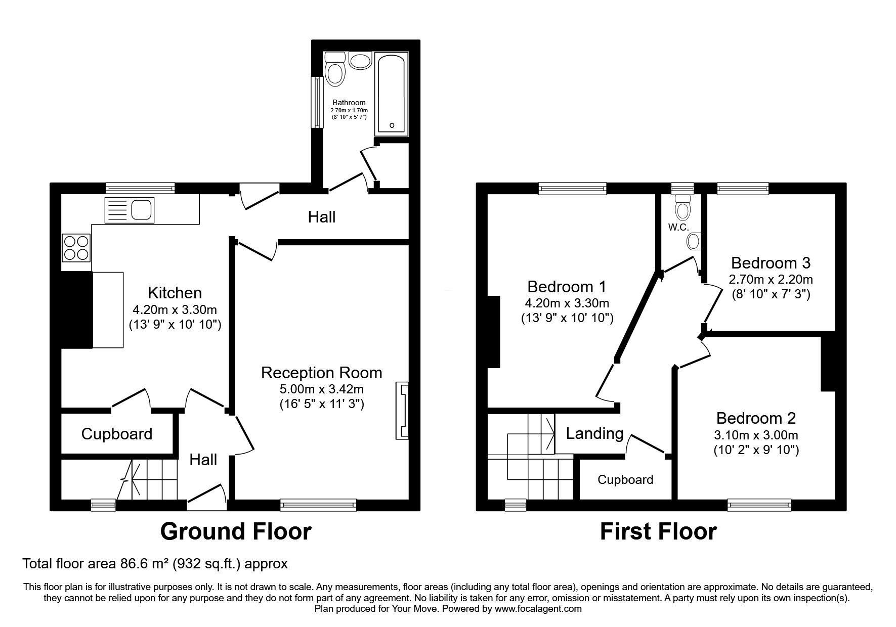 Floorplan of 3 bedroom Mid Terrace House for sale, Brisco Mount, Egremont, Cumbria, CA22