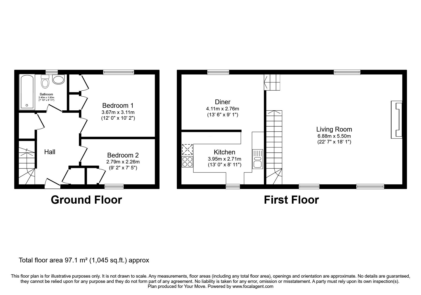 Floorplan of 2 bedroom Mid Terrace House for sale, Castle Mews, Whitehaven, Cumbria, CA28