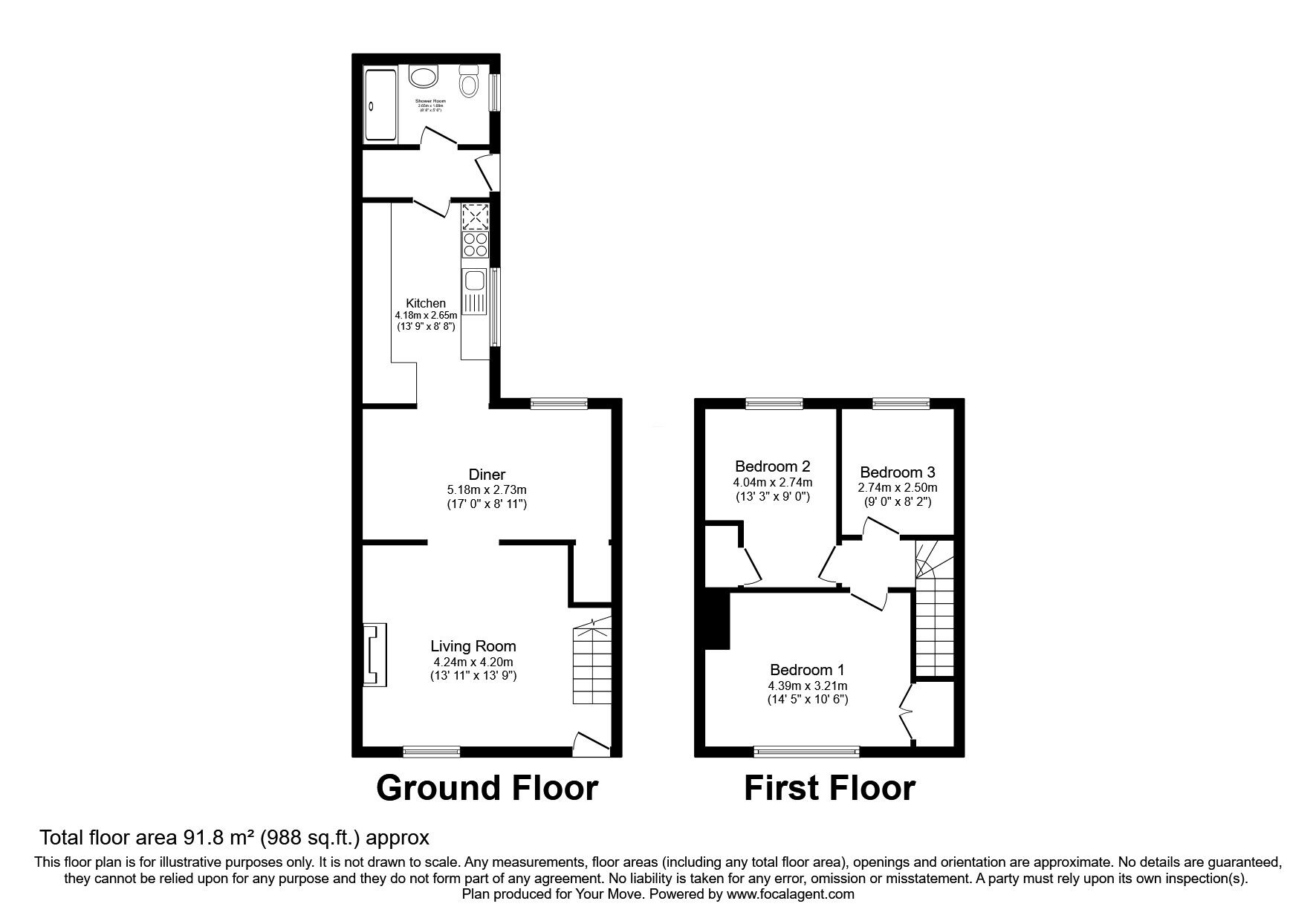 Floorplan of 3 bedroom Mid Terrace House for sale, Mid Street, Whitehaven, Cumbria, CA28